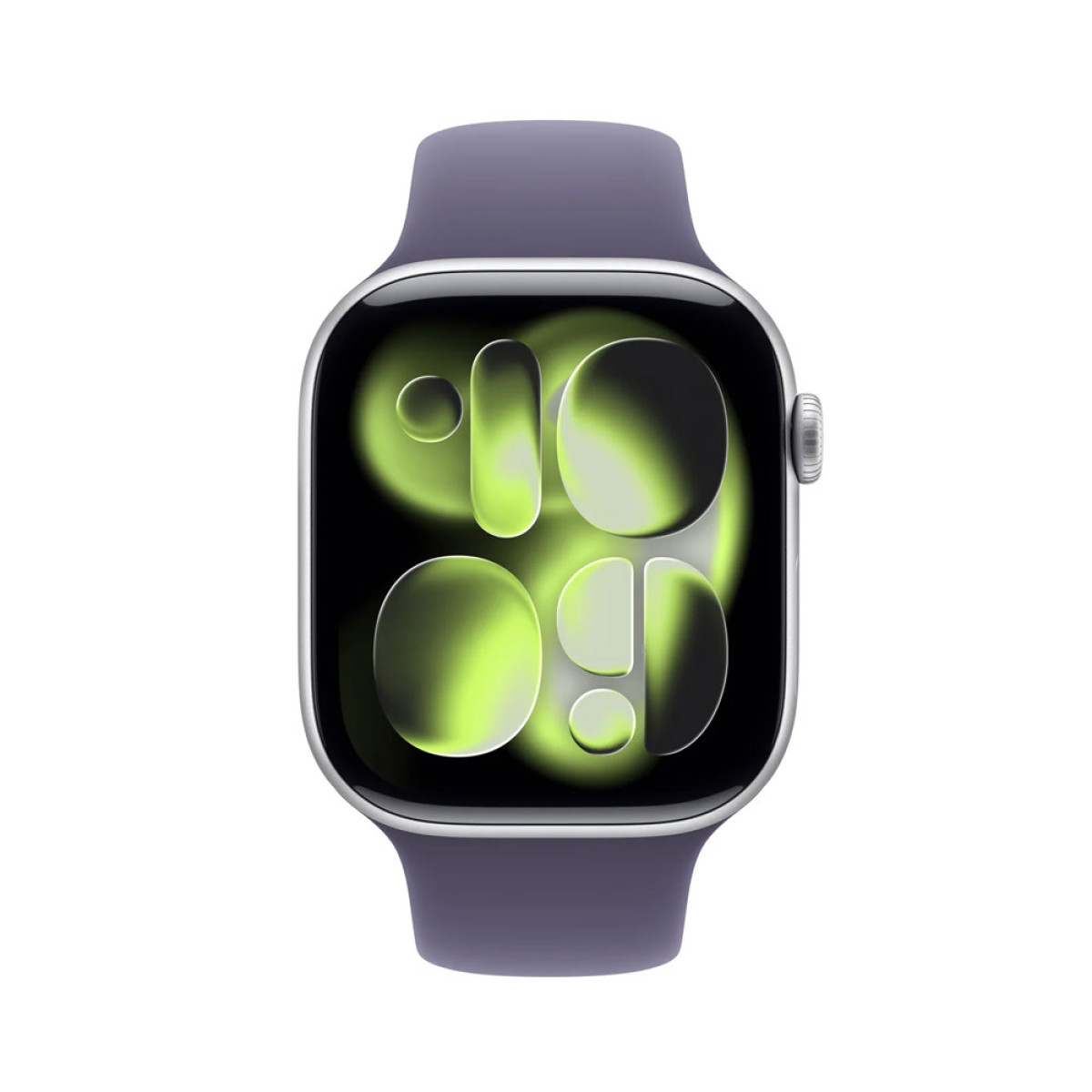  ساعة آبل سيريس 11 ‏جي بي إس‏ مقاس 46 ملم هيكل ألمنيوم فضي مع سوار رياضي بلون ضباب بنفسجي - مقاس متوسط/كبير